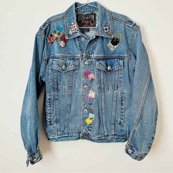 Vintage Industrial rags denim jacket with patches - Picture 6 of 10